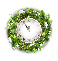 Image showing Christmas Wreath with Clock