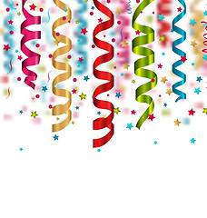 Image showing Multicolored paper serpentine and confetti for holiday backgroun