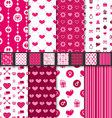 Image showing Group of love and romantic seamless backgrounds
