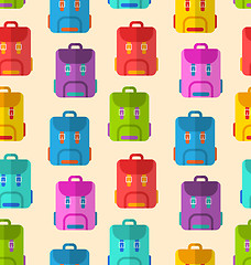 Image showing Seamless Pattern with Colorful School Rucksacks
