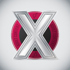 Image showing Pink adult content badge with metallic triple X