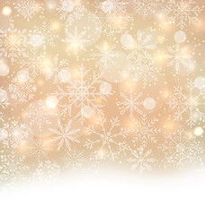 Image showing Shimmering Xmas Light Background with Snowflakes, Winter Wallpap