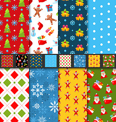 Image showing Set Christmas Seamless Patterns