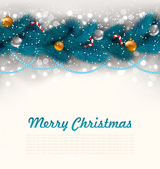 Image showing Merry Christmas Background with Fir Branches