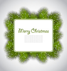 Image showing  Merry Christmas elegant card with fir branches