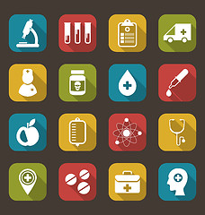 Image showing Trendy Flat Icons of Medical Elements