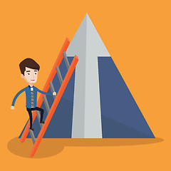 Image showing Businessman climbing on mountain.