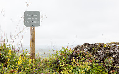 Image showing Help us protect the nature sign