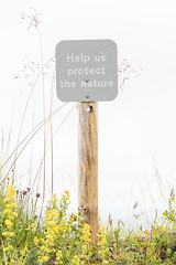 Image showing Help us protect the nature sign