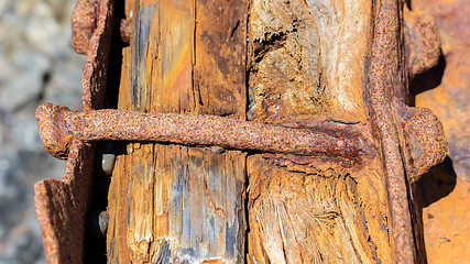 Image showing Remains of a boat wreck - Iceland - Selective focus