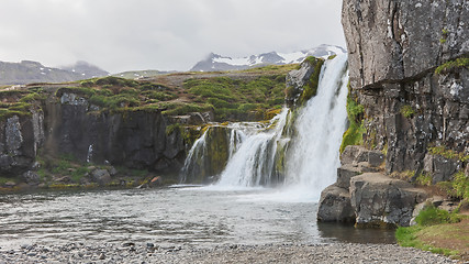 Image showing Kirkjufellsfoss waterfall near the Kirkjufell mountain