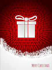 Image showing Red christmas greeting with bursting christmas giftbox