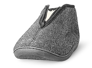 Image showing In front one piece the comfortable dark gray slipper