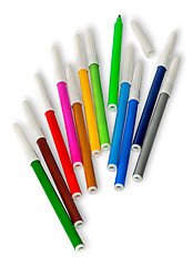 Image showing Scattered colored felt tip pens