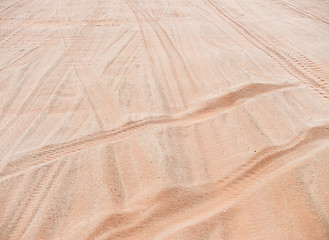 Image showing wheel track on sand