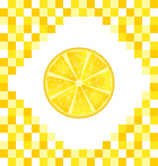 Image showing Sliced Lemon on Yellow Tiled Background 