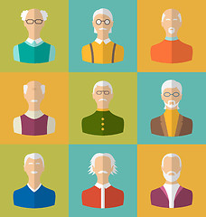 Image showing Old people Icons of Faces of Old Men. Grandfathers Characters