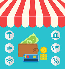 Image showing Business concept flat icons set of online shopping and payment i