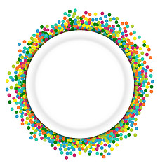 Image showing Christmas background round frame from colourful confetti