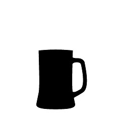 Image showing Illustration black silhouette beer mug isolated on white backgro