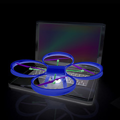 Image showing Drone and laptop. 3D render