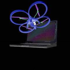 Image showing Drone and laptop. 3D render