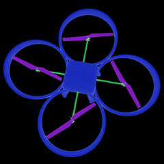 Image showing Drone, quadrocopter, with photo camera flying. 3d render