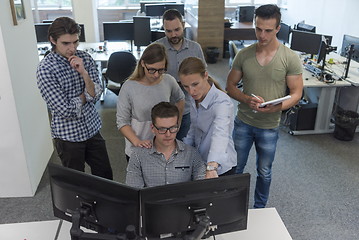 Image showing startup business people group working as team to find solution