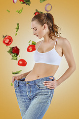 Image showing Woman became skinny and wearing old jeans