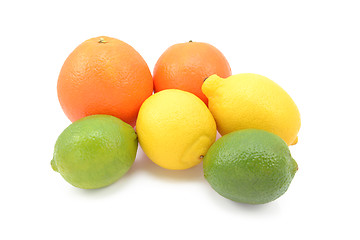 Image showing Six citrus fruits - limes, lemons and oranges 