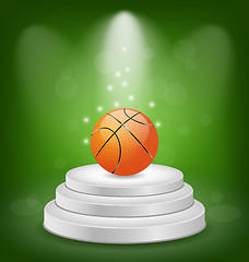 Image showing Basket Ball on White Podium with Light