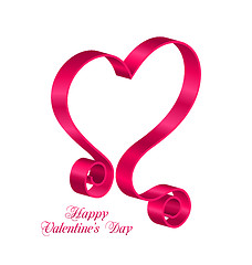 Image showing Pink Tape Ribbon in Form Heart for Happy Valentines Day