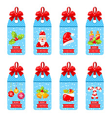 Image showing Collection Christmas Labels with Bows Isolated 