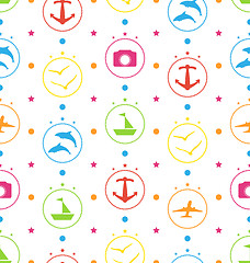 Image showing Travel Seamless Pattern with Colorful Elements