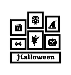 Image showing  Frames with Halloween Traditional Symbols