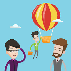 Image showing Businessman hanging on balloon vector illustration