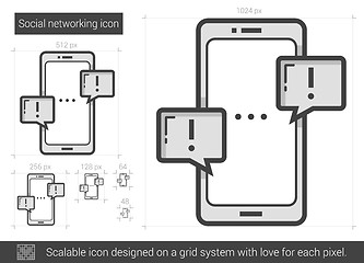 Image showing Social networking line icon.