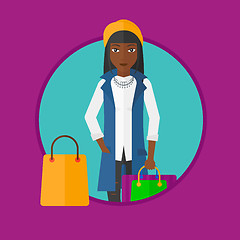 Image showing Woman with shopping bags vector illustration.
