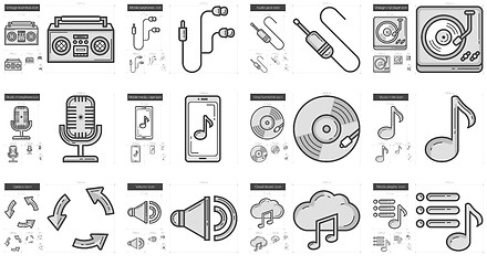 Image showing Music line icon set.