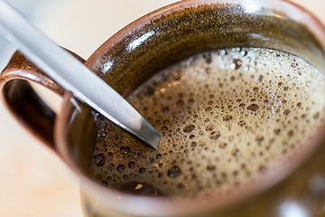 Image showing Cup of black coffee - Selective focus