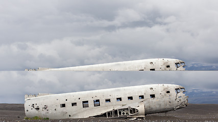 Image showing The abandoned wreck of a US military plane on Southern Iceland