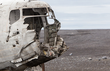 Image showing The abandoned wreck of a US military plane on Southern Iceland