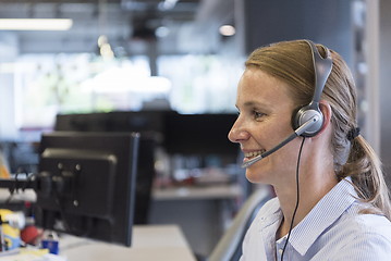 Image showing female support phone operator