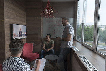 Image showing start up business people group attending videoconference call