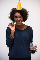 Image showing happy young woman celebrating