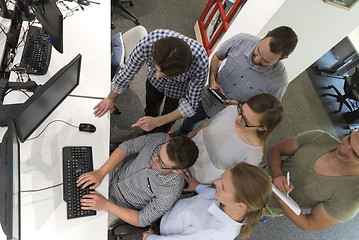 Image showing startup business people group working as team to find solution