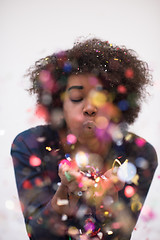 Image showing happy young woman celebrating