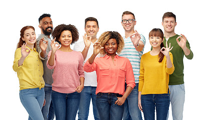 Image showing international group of happy people showing ok