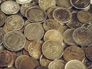 Image showing Vintage Euro coins background