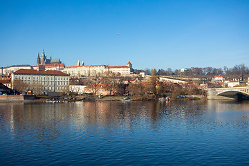 Image showing Cathedral of St. Vitus, Prague castle and the Vltava River